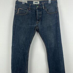 J Rag Blue Jeans Size 33 Inseam 32in Rise 9.5in Straight 5 Pocket Design Cotton